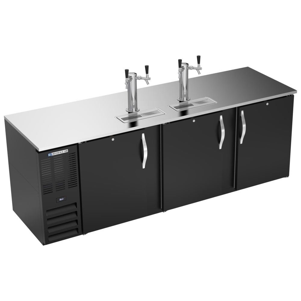 Beverage-Air DD94HC-B 95" Kegerator Beer Dispenser w/ (5) Keg Capacity - (2) Column, Black, 115v