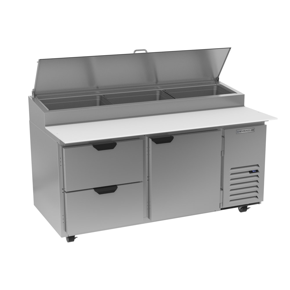 Beverage-Air DPD67HC-2 67" Hydrocarbon Series Pizza Prep Table w/ Refrigerated Base, 115v