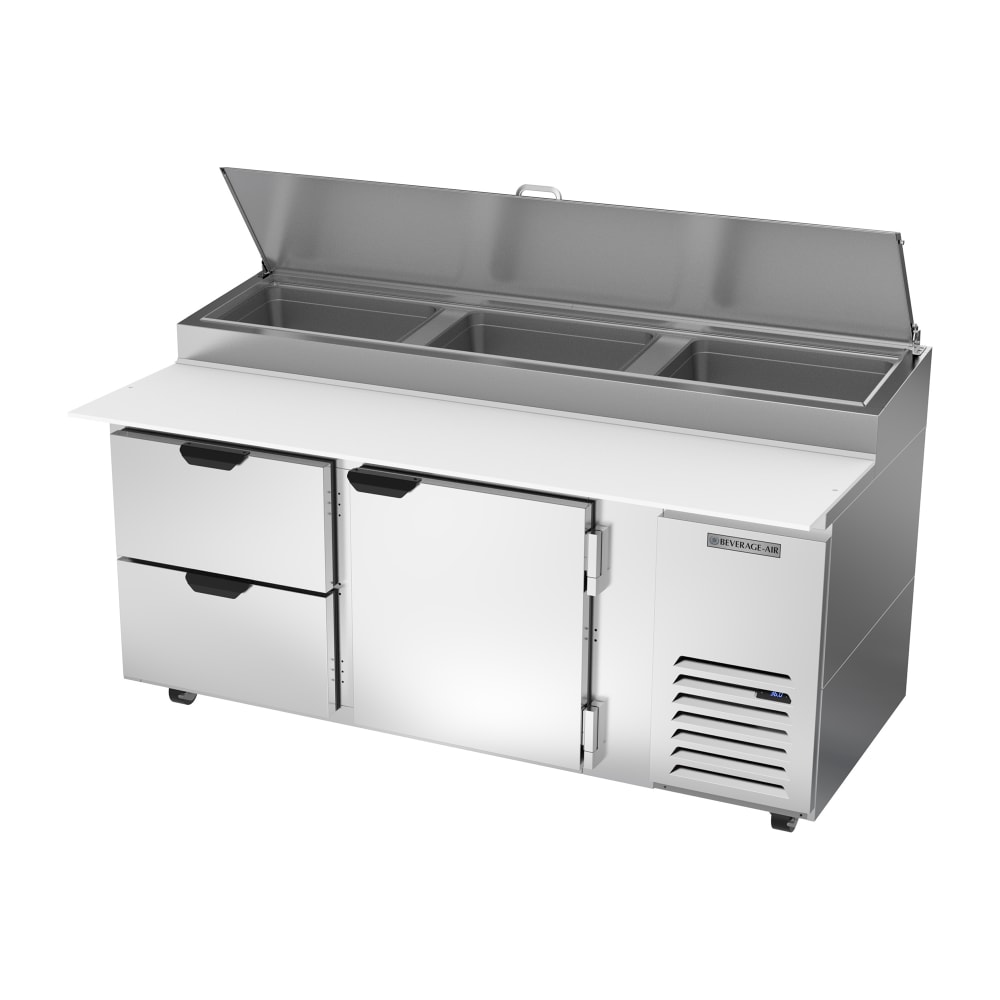 Beverage-Air DPD72HC-2 72" Hydrocarbon Series Pizza Prep Table w/ Refrigerated Base, 115v