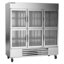 Beverage-Air HBR72HC-1-HG 75" Three Section Reach In Refrigerator, (6) Left/Right Hinge Glass Doors, 115v thumbnail 3