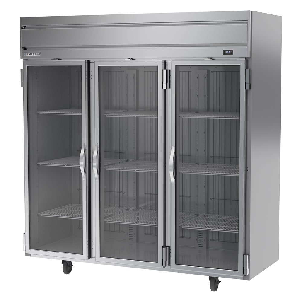Beverage-Air HF3HC-1G 78" Horizon Series Three Section Reach In Freezer, (3) Left/Right Hinge Glass Doors, 115v