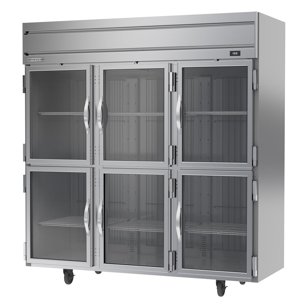 Beverage-Air HF3HC-1HG 78" Horizon Series Three Section Reach In Freezer, (6) Left/Right Hinge Glass Doors, 115v