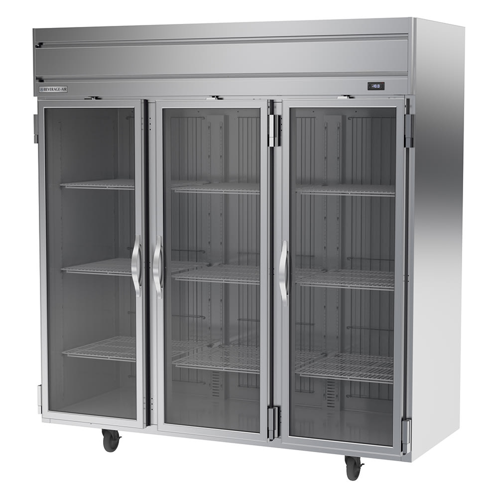 Beverage-Air HFP3HC-1G 78" Horizon Series Three Section Reach In Freezer, (3) Left/Right Hinge Glass Doors, 115v