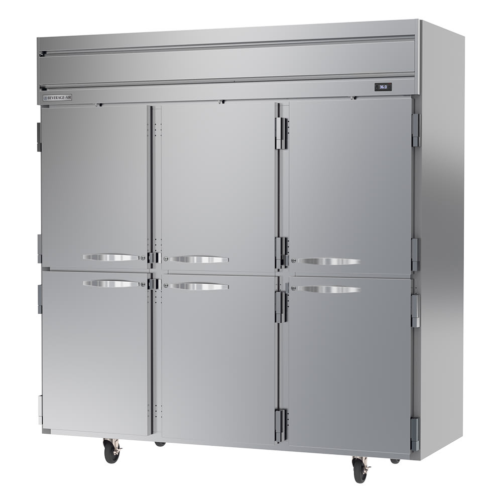 Beverage-Air HR3HC-1HS 78" Three Section Reach In Refrigerator - (6) Left/Right Hinge Solid Doors, 115v