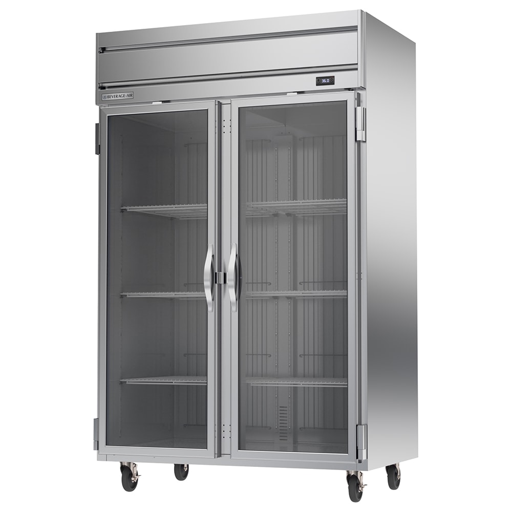 Beverage-Air HRP2HC-1G 52" Two Section Reach In Refrigerator, (2) Left/Right Hinge Glass Doors, 115v