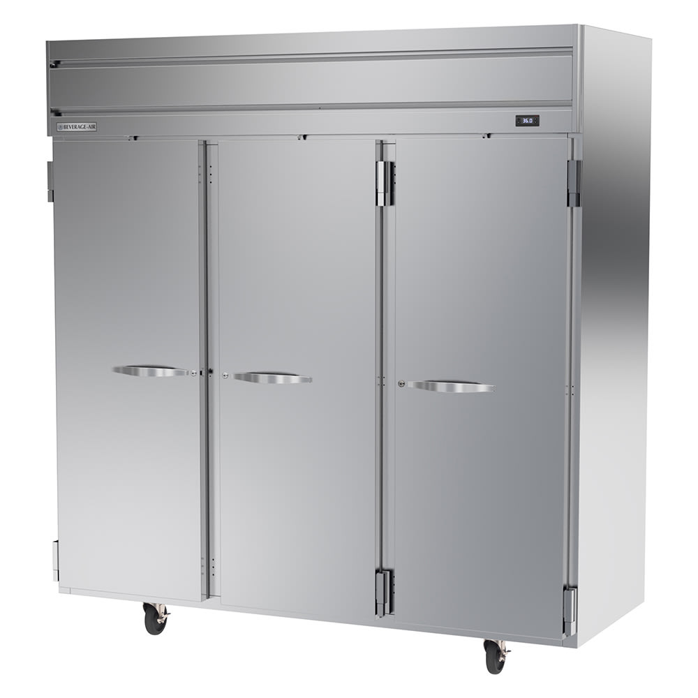 Beverage-Air HRP3HC-1S 78" Three Section Reach In Refrigerator, (3) Left/Right Hinge Solid Doors, 115v