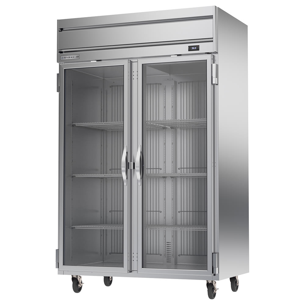 Beverage-Air HRPS2HC-1G 52" Two Section Reach In Refrigerator, (2) Left/Right Hinge Glass Doors, 115v