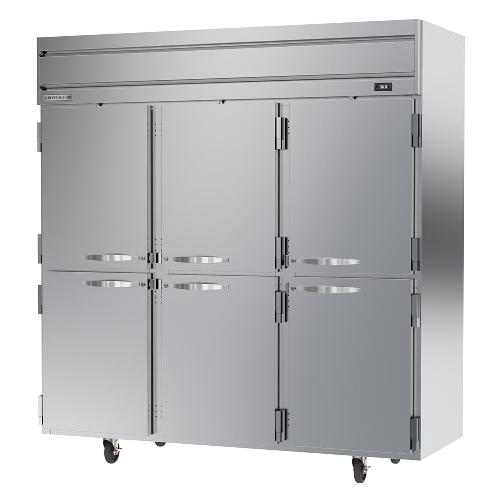 Beverage-Air HRPS3HC-1HS 78" Three Section Reach In Refrigerator, (6) Left/Right Hinge Solid Doors, 115v