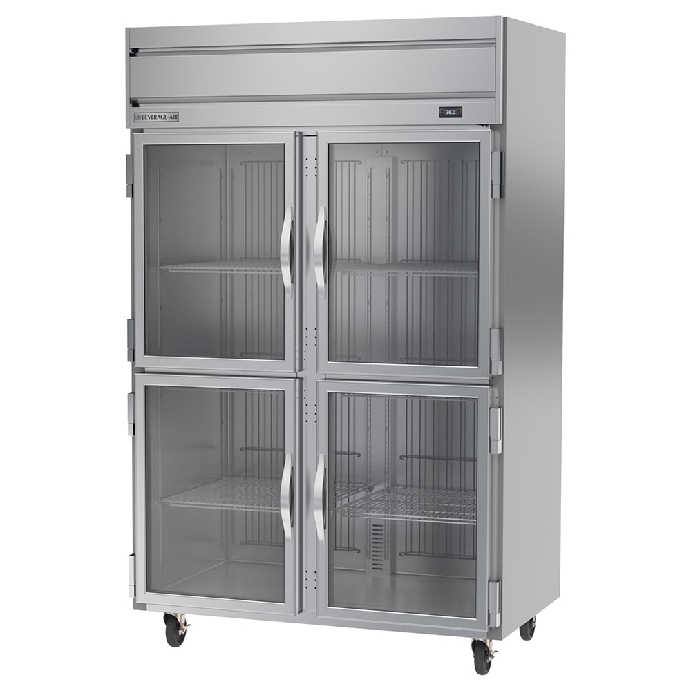 Beverage-Air HRS2HC-1HG 52" Two Section Reach In Refrigerator, (4) Left/Right Hinge Glass Doors, 115v