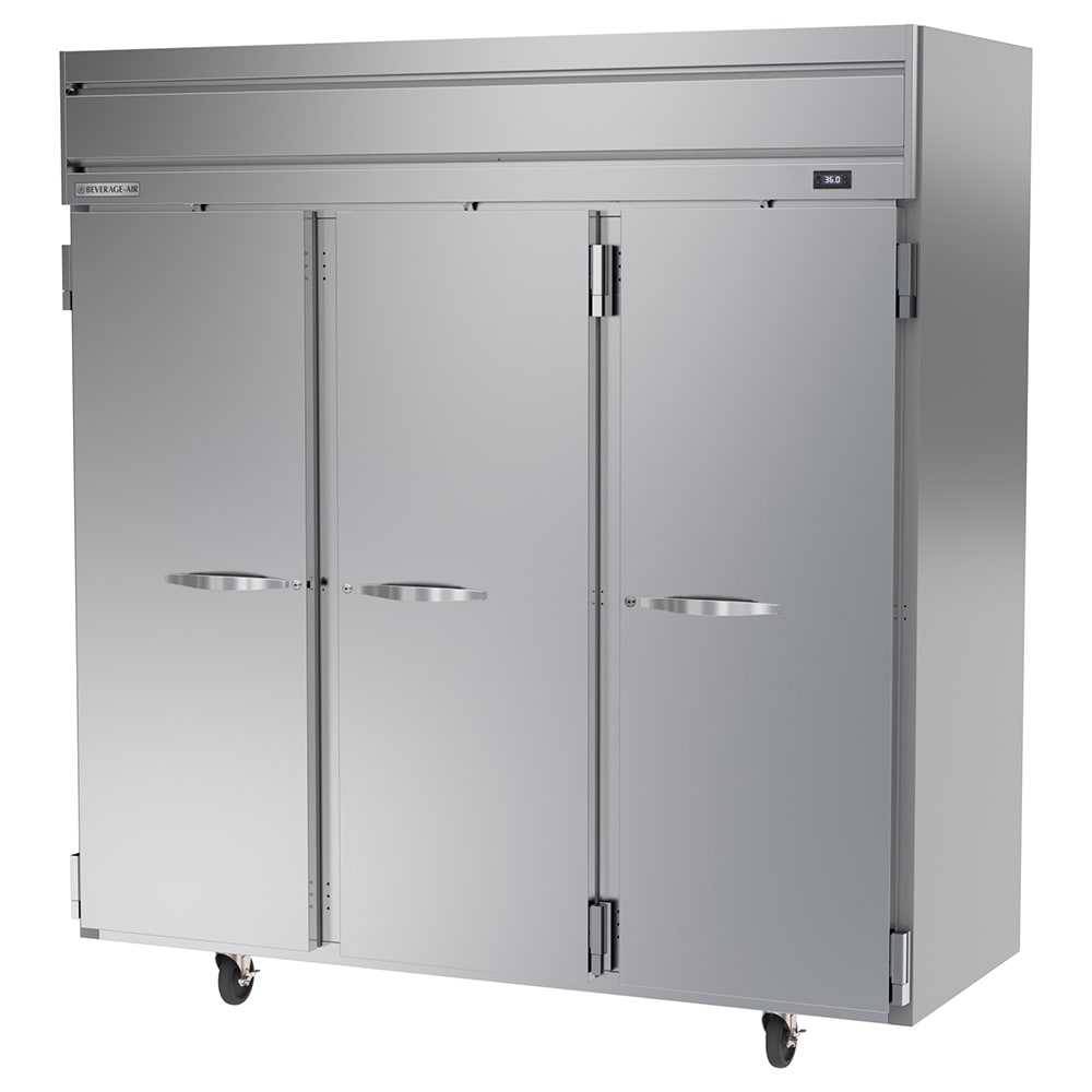 Beverage-Air HRS3HC-1S 78" Three Section Reach In Refrigerator, (3) Left/Right Hinge Solid Doors, 115v