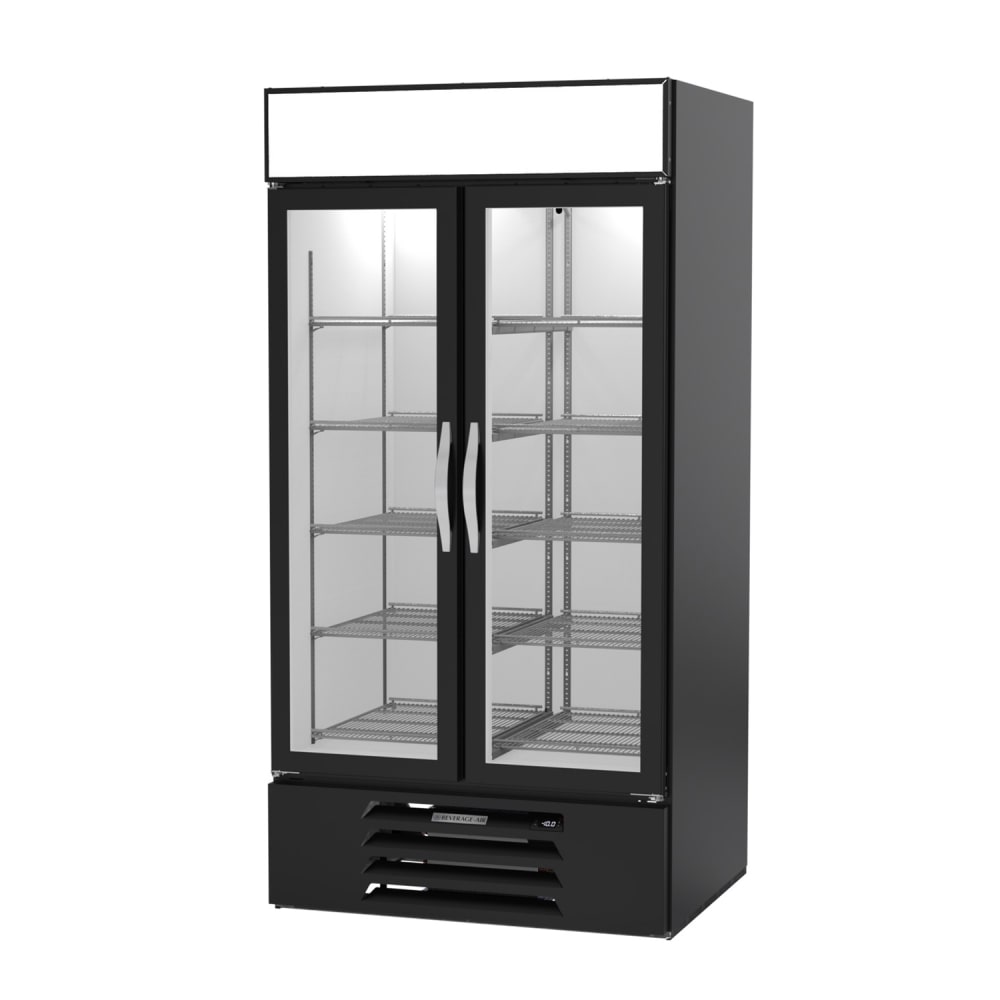 Beverage-Air MMF35HC-1-B 39 1/2" Two Section Display Freezer w/ Swing Doors - Bottom Mount Compressor, Black, 115v
