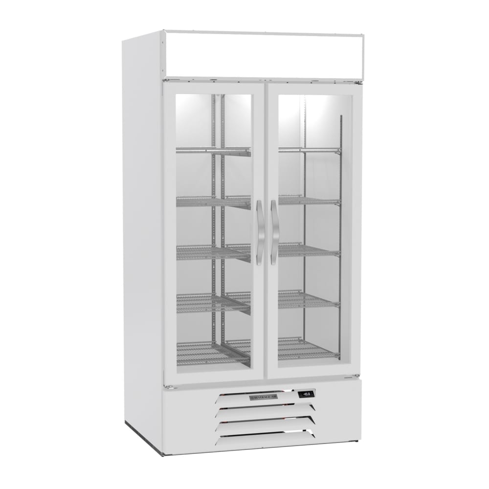 Beverage-Air MMF35HC-1-W 39 1/2" Two Section Display Freezer w/ Swing Doors - Bottom Mount Compressor, White, 115v