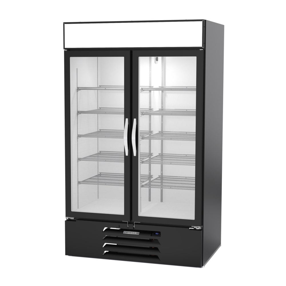 Beverage-Air MMF44HC-1-B-IQ 47" Two Section Display Freezer w/ Swing Doors - Bottom Mount Compressor, Black, 115v