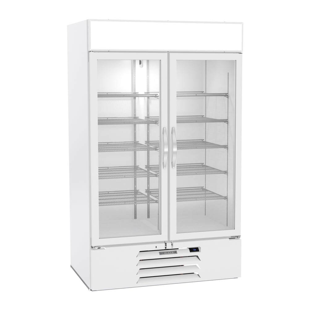 Beverage-Air MMF44HC-1-W-IQ 47" Two Section Display Freezer w/ Swing Doors - Bottom Mount Compressor, White, 115v
