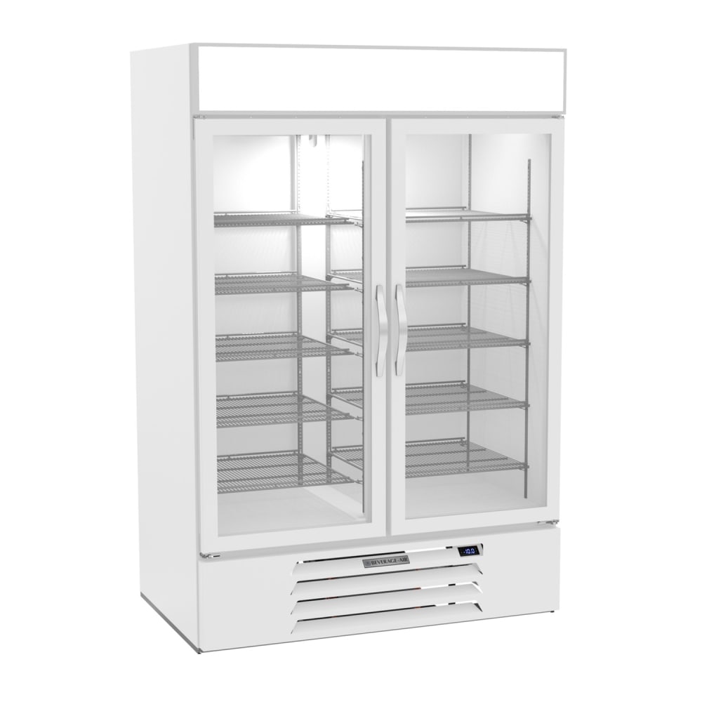 Beverage-Air MMF49HC-1-W 52" Two Section Display Freezer w/ Swing Doors - Bottom Mount Compressor, White, 115v