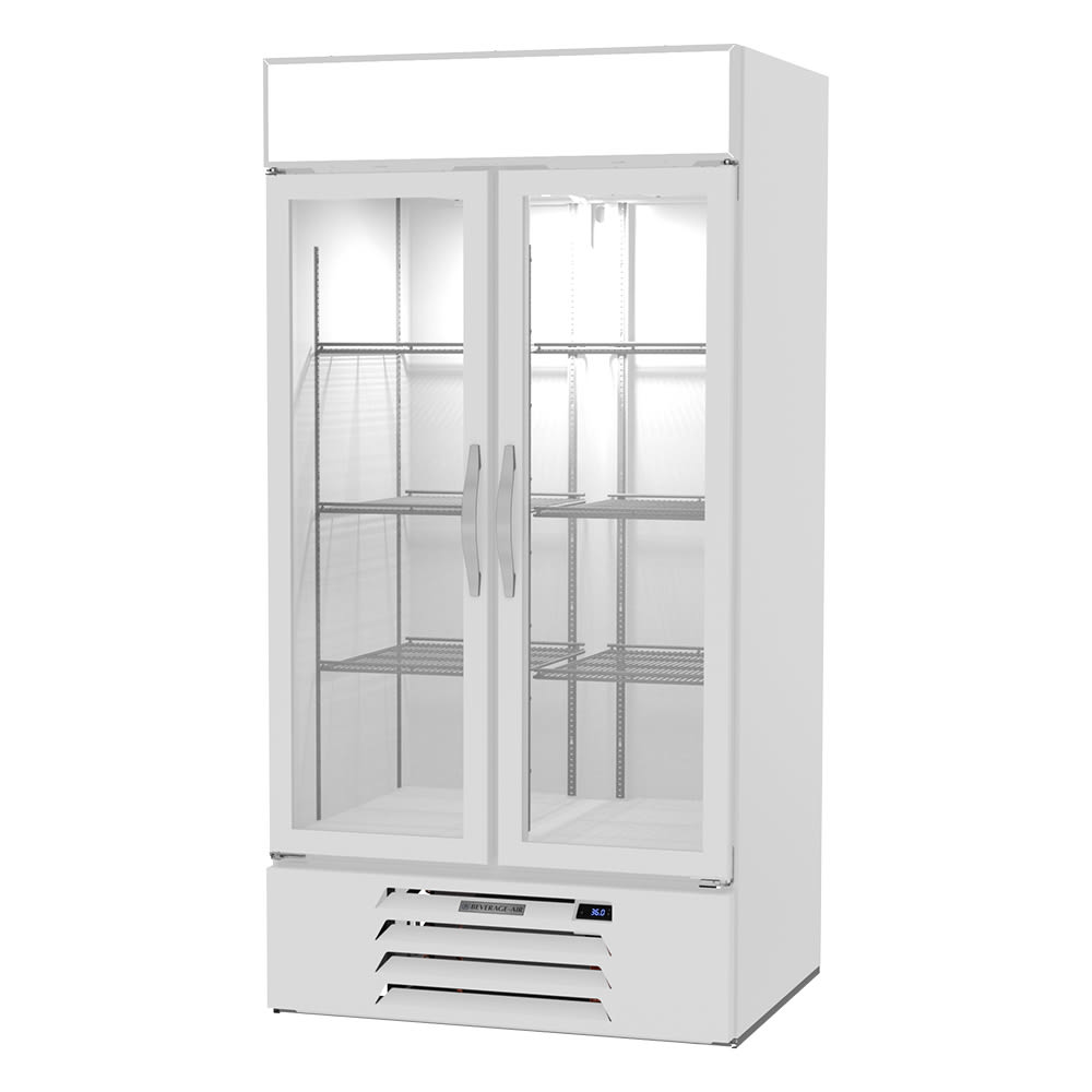 Beverage-Air MMR35HC-1-W 39 1/2" MarketMax™ Two Section Glass Door Merchandiser - (2) Left/Right Hinge Doors, White, 115v