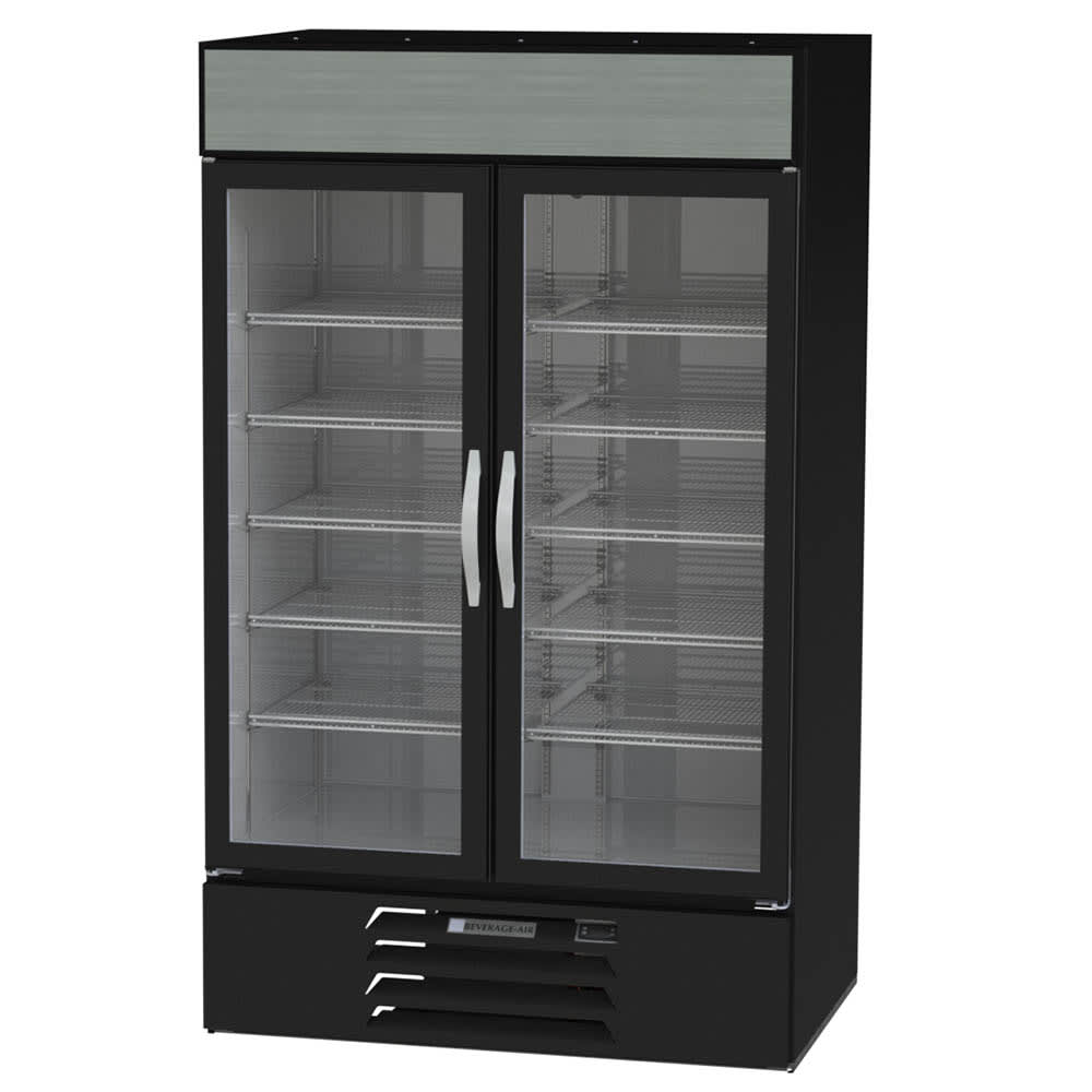 Beverage-Air MMR44HC-1-B-IQ 47" MarketMax™ Two Section Glass Door Merchandiser - (2) Left/Right Hinge Swing Doors, Black, 115v