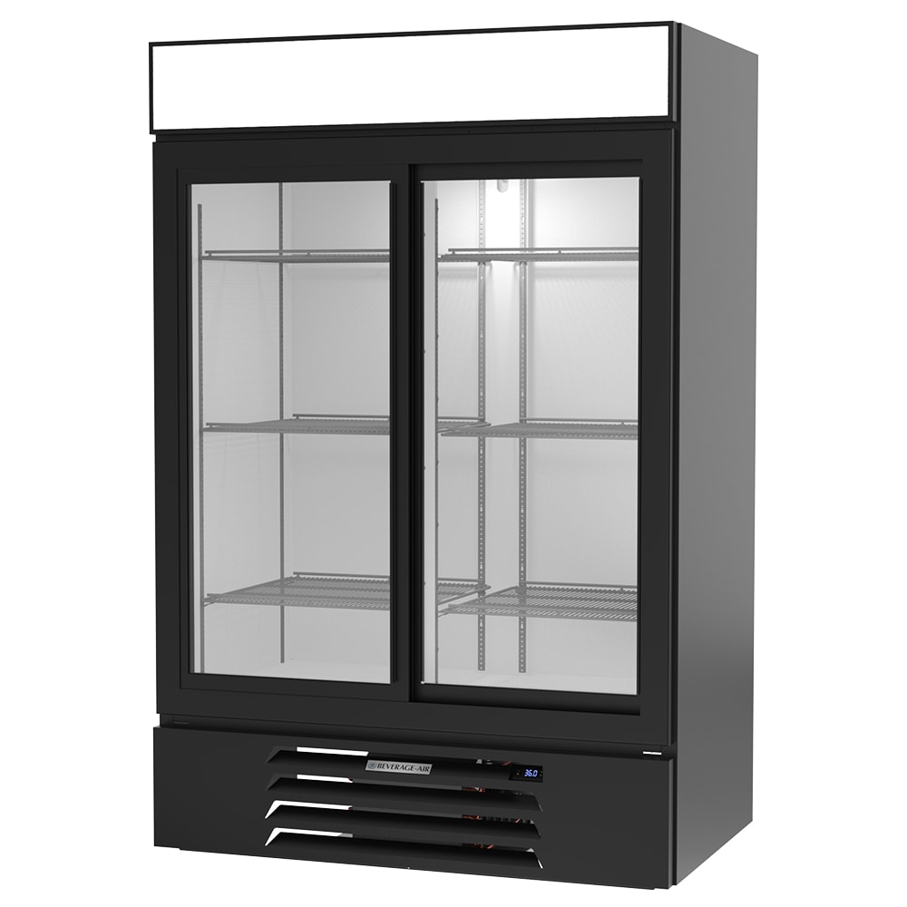 Beverage-Air MMR45HC-1-B 52" MarketMax™ Two Section Glass Door Merchandiser - (2) Sliding Doors, Black, 115v