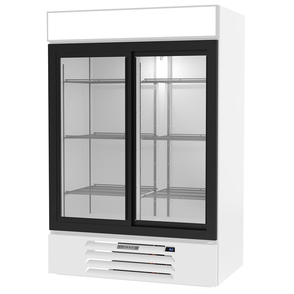 Beverage-Air MMR45HC-1-W 52" MarketMax™ Two Section Glass Door Merchandiser - (2) Sliding Doors, White, 115v