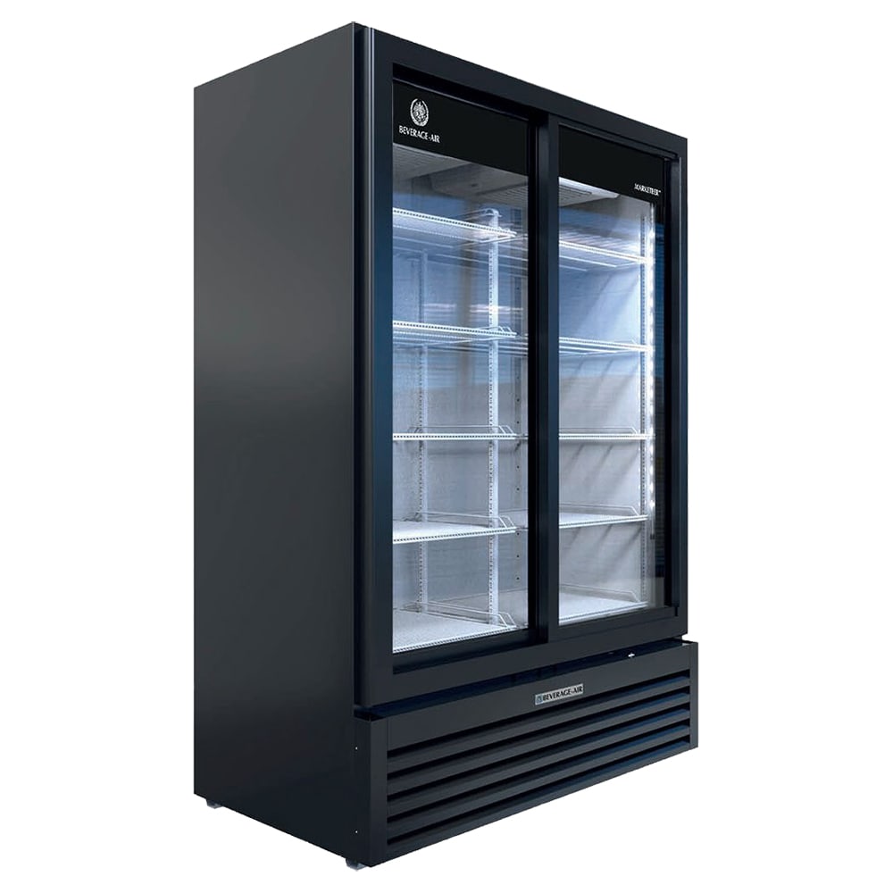 Beverage-Air MT53-1-SDB 54 1/4" Marketeer™ Two Section Glass Door Merchandiser - (2) Sliding Doors, Black, 115v