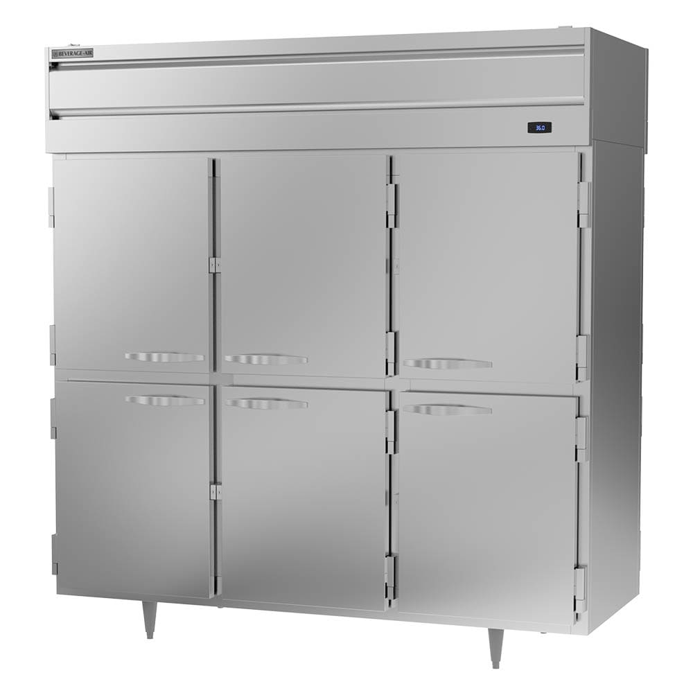Beverage-Air PR3HC-1AHS 78" Three Section Reach In Refrigerator, (6) Left/Right Hinge Solid Doors, 115v