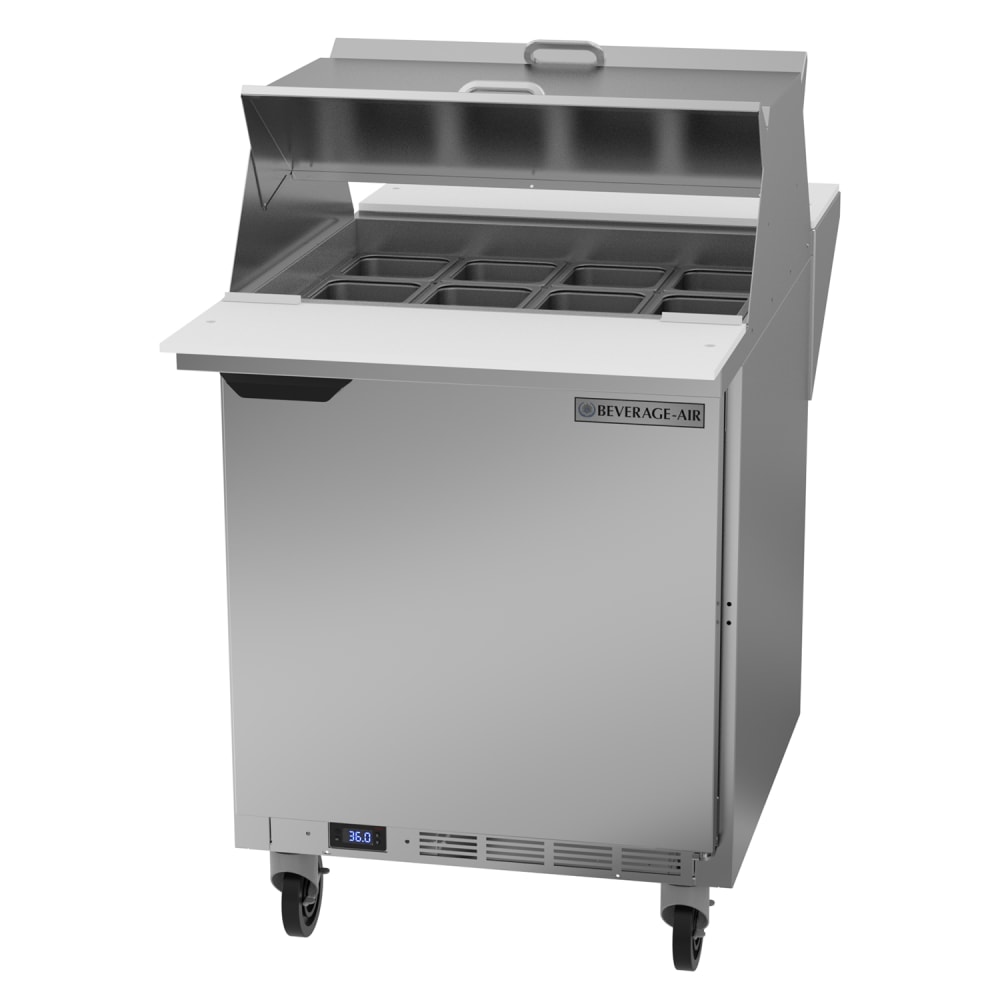 Beverage-Air SPE27HC-12M-B-DS 27" Hydrocarbon Series Mega Top Dual Sided Sandwich/Salad Prep Table w/ Refrigerated Base, 115v