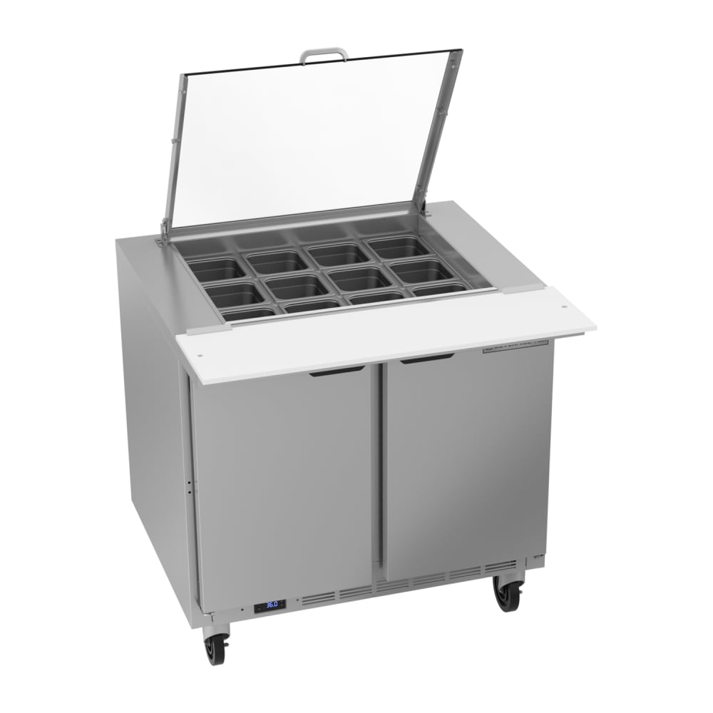 Beverage-Air SPE36HC-12M-CL 36" Hydrocarbon Series Mega Top Sandwich/Salad Prep Table w/ Refrigerated Base, 115v