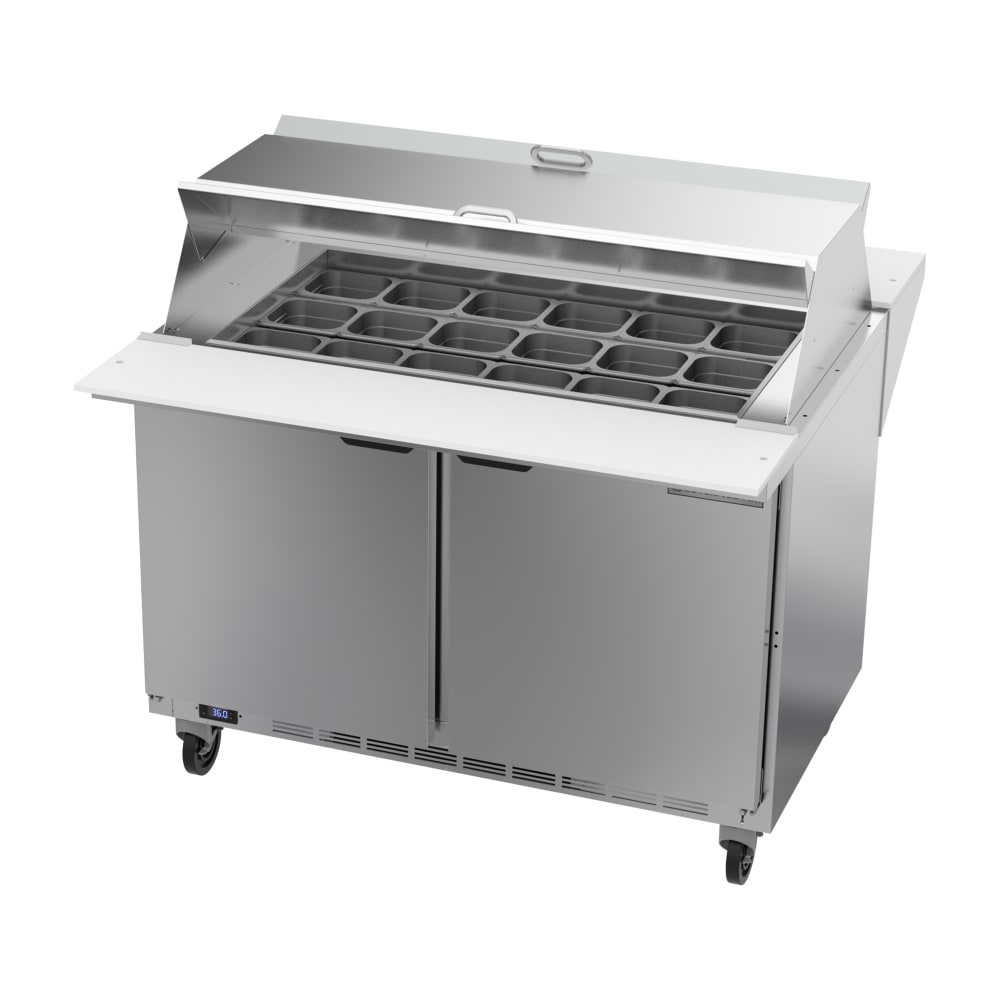 Beverage-Air SPE48HC-18M-DS 48" Hydrocarbon Series Mega Top Dual Sided Sandwich/Salad Prep Table w/ Refrigerated Base, 115v