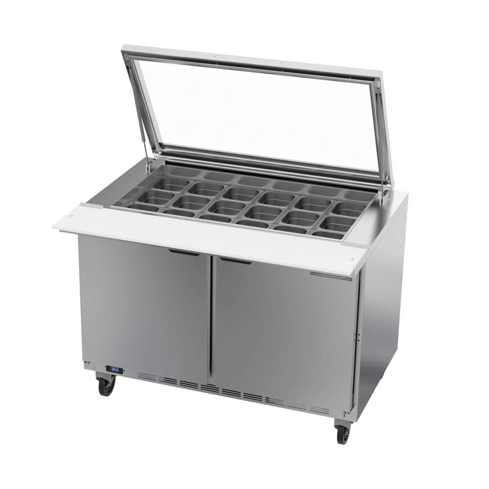 Beverage-Air SPE48HC-18M-STL 48" Hydrocarbon Series Mega Top Sandwich/Salad Prep Table w/ Refrigerated Base, 115v