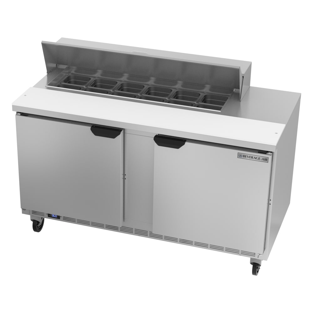 Beverage-Air SPE60HC-12 60" Hydrocarbon Series Sandwich/Salad Prep Table w/ Refrigerated Base, 115v