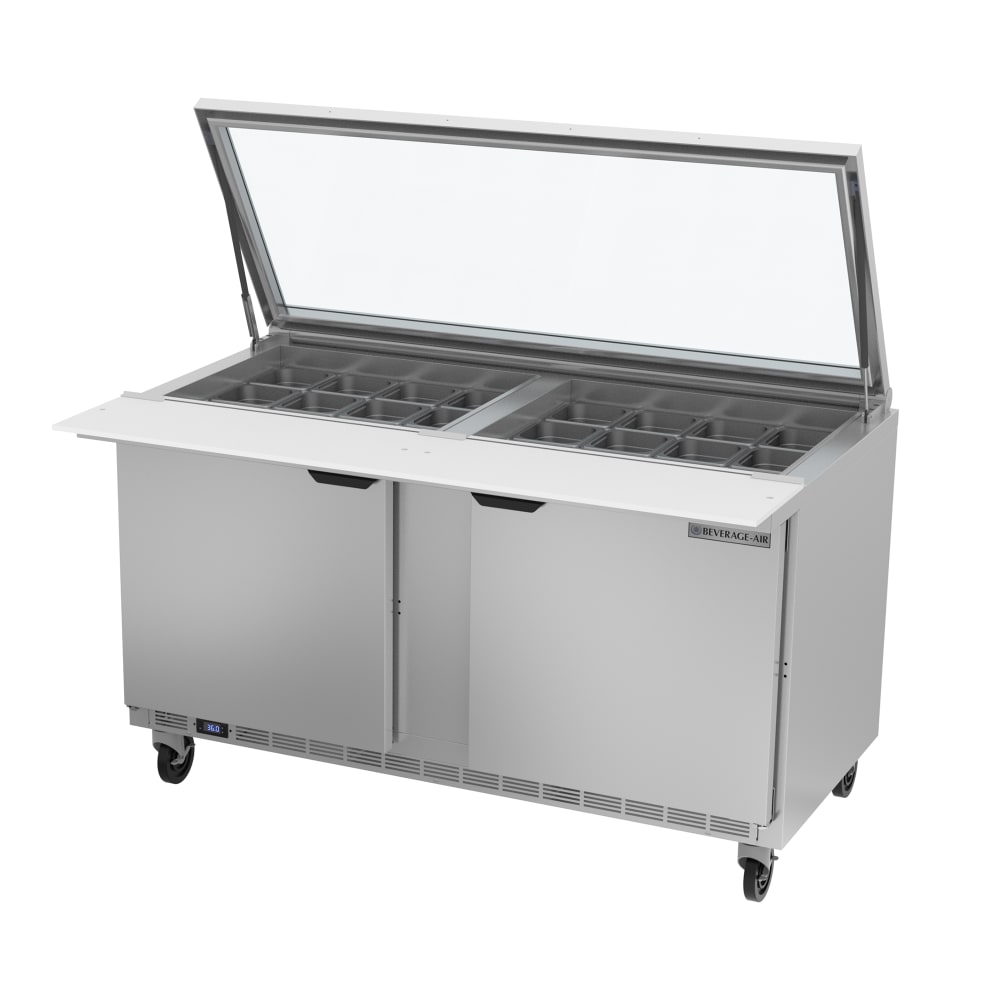Beverage-Air SPE60HC-24M-STL 60" Hydrocarbon Series Mega Top Sandwich/Salad Prep Table w/ Refrigerated Base, 115v