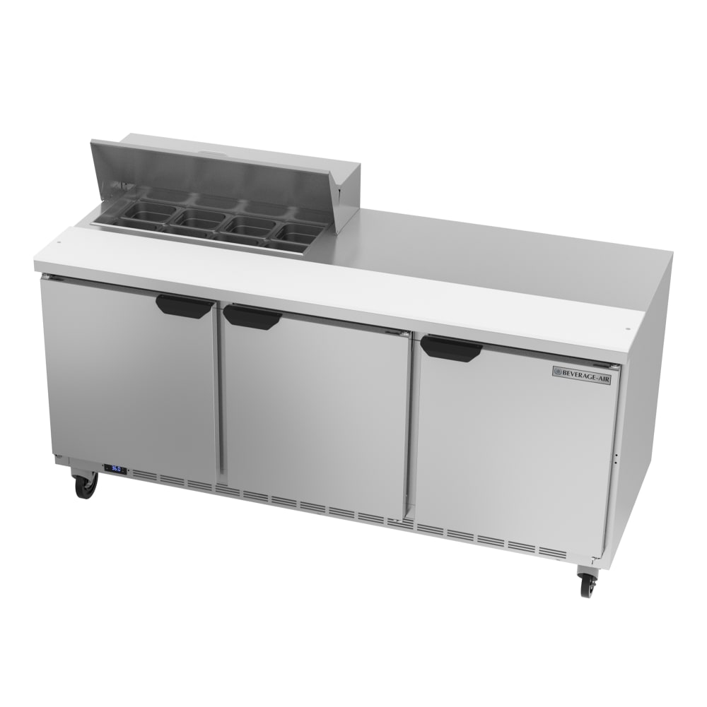 Beverage-Air SPE72HC-08 72" Hydrocarbon Series Sandwich/Salad Prep Table w/ Refrigerated Base, 115v