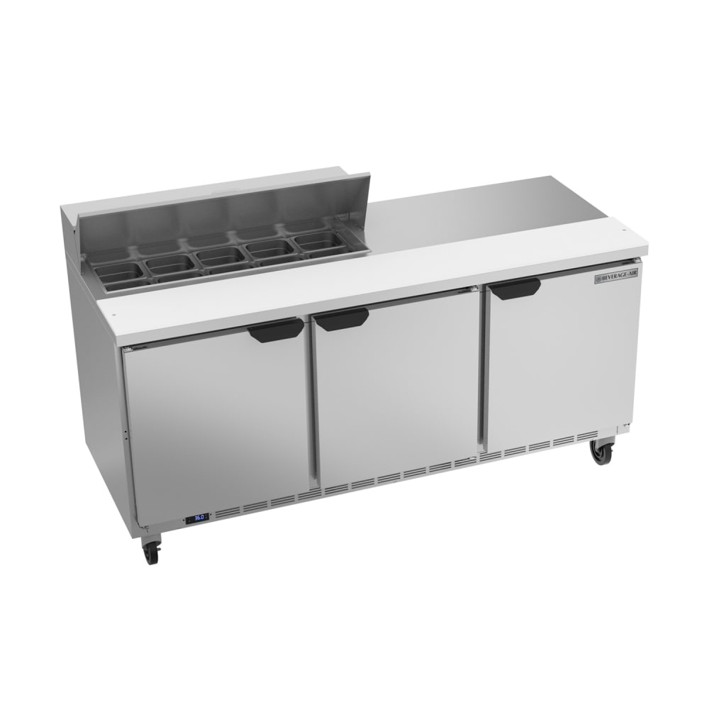 Beverage-Air SPE72HC-10 72" Hydrocarbon Series Sandwich/Salad Prep Table w/ Refrigerated Base, 115v