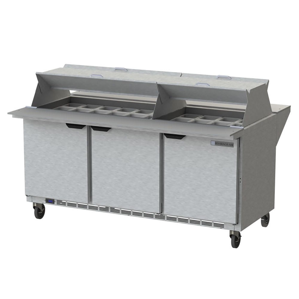 Beverage-Air SPE72HC-30M-DS 72" Hydrocarbon Series Mega Top Dual Sided Sandwich/Salad Prep Table w/ Refrigerated Base, 115v