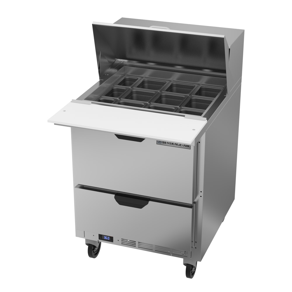 Beverage-Air SPED27HC-12M 27" Hydrocarbon Series Mega Top Sandwich/Salad Prep Table w/ Refrigerated Base, 115v