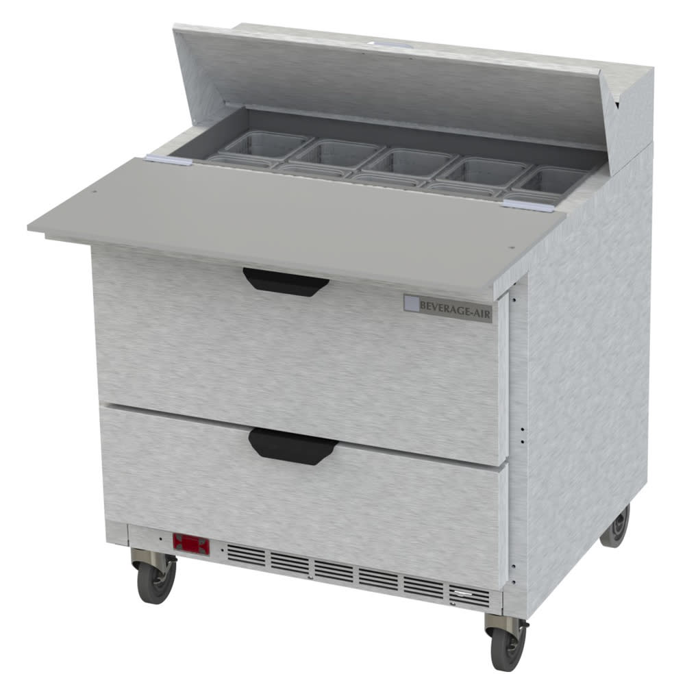 Beverage-Air SPED36HC-10C-2 36" Hydrocarbon Series Sandwich/Salad Prep Table w/ Refrigerated Base, 115v