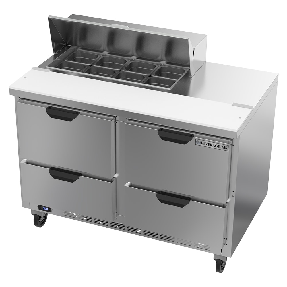 Beverage-Air SPED48HC-08-4 48" Hydrocarbon Series Sandwich/Salad Prep Table w/ Refrigerated Base, 115v