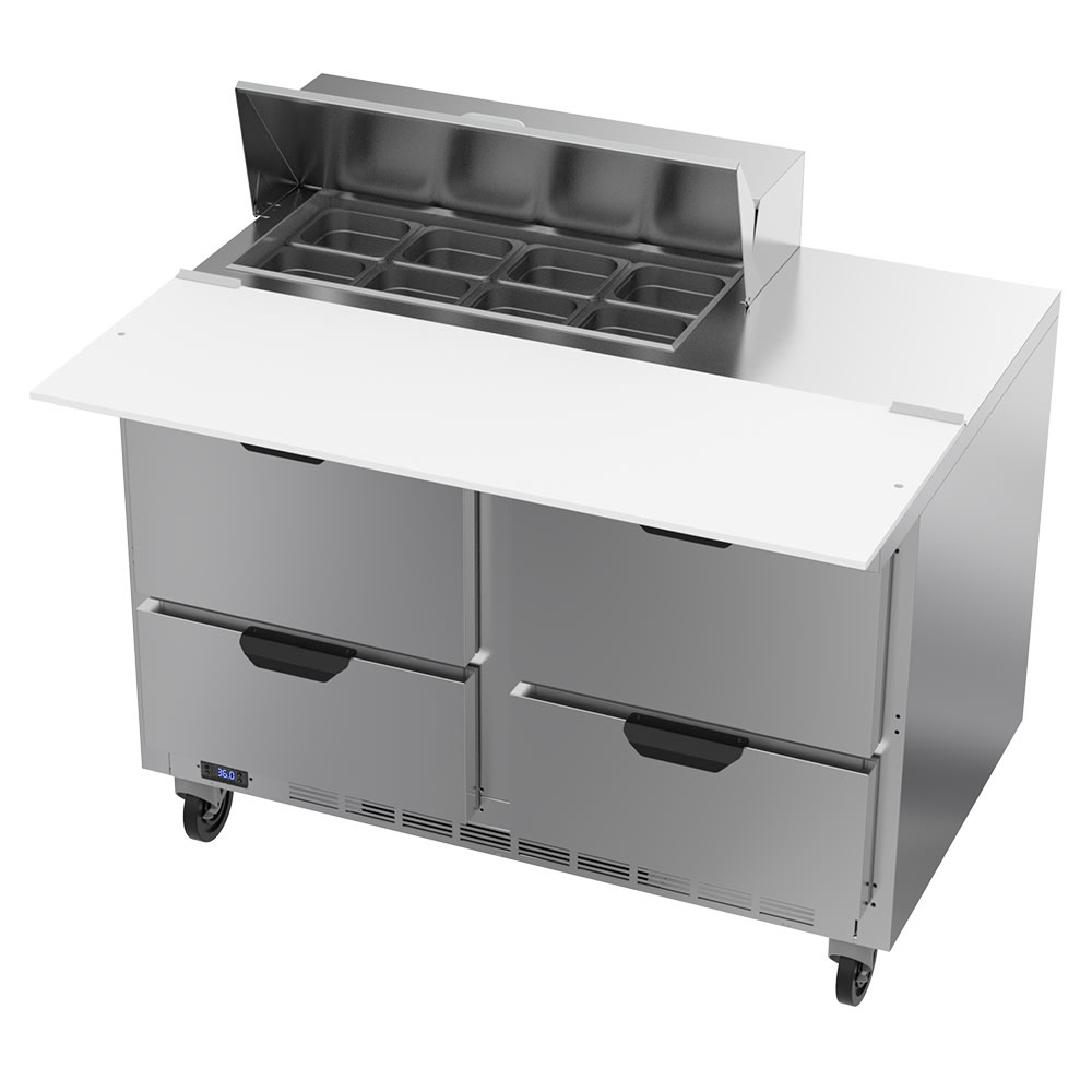 Beverage-Air SPED48HC-08C-4 48" Hydrocarbon Series Sandwich/Salad Prep Table w/ Refrigerated Base, 115v