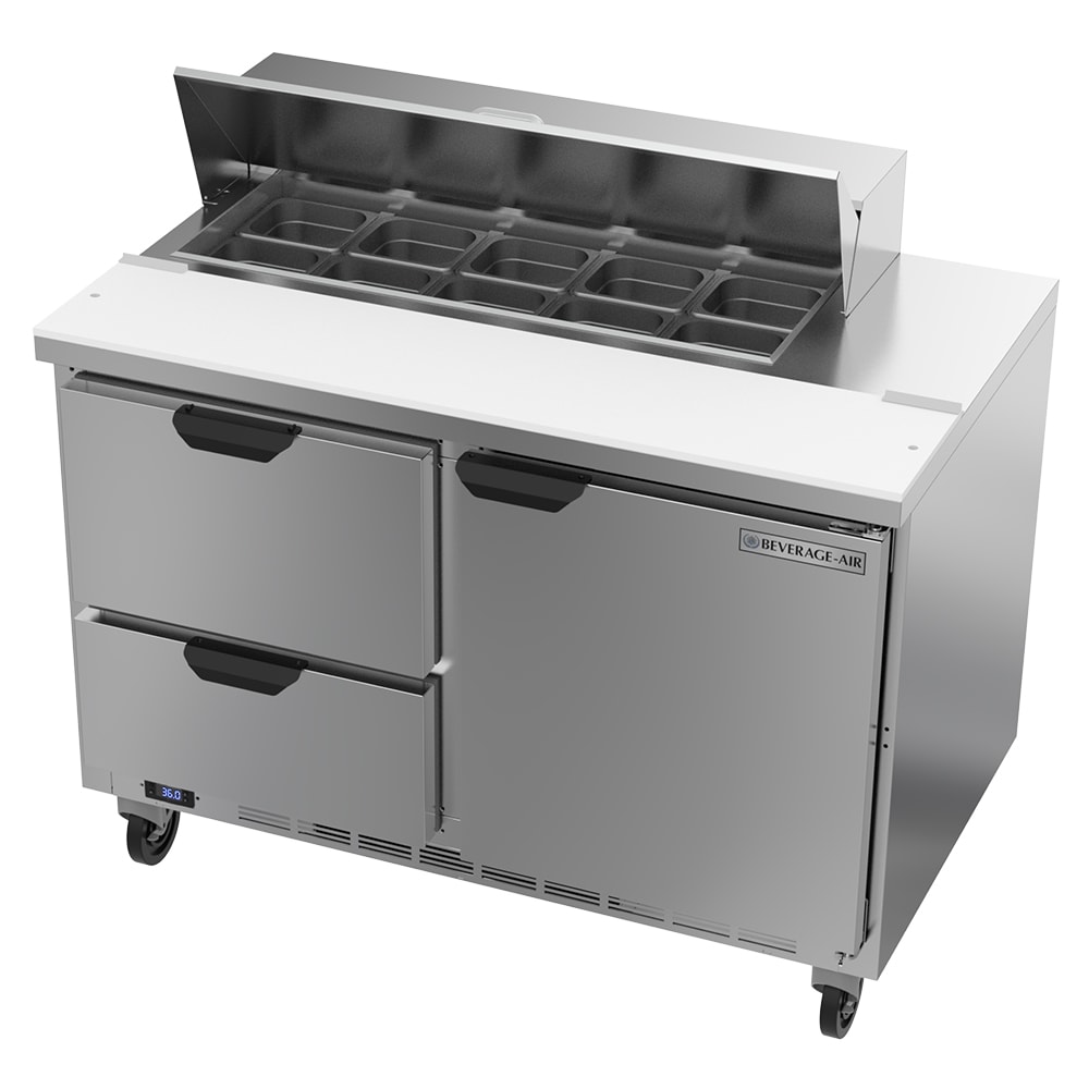 Beverage-Air SPED48HC-10-2 48" Hydrocarbon Series Sandwich/Salad Prep Table w/ Refrigerated Base, 115v