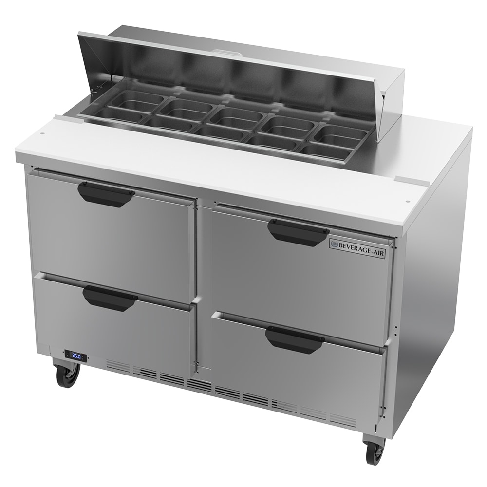 Beverage-Air SPED48HC-10-4 48" Hydrocarbon Series Sandwich/Salad Prep Table w/ Refrigerated Base, 115v