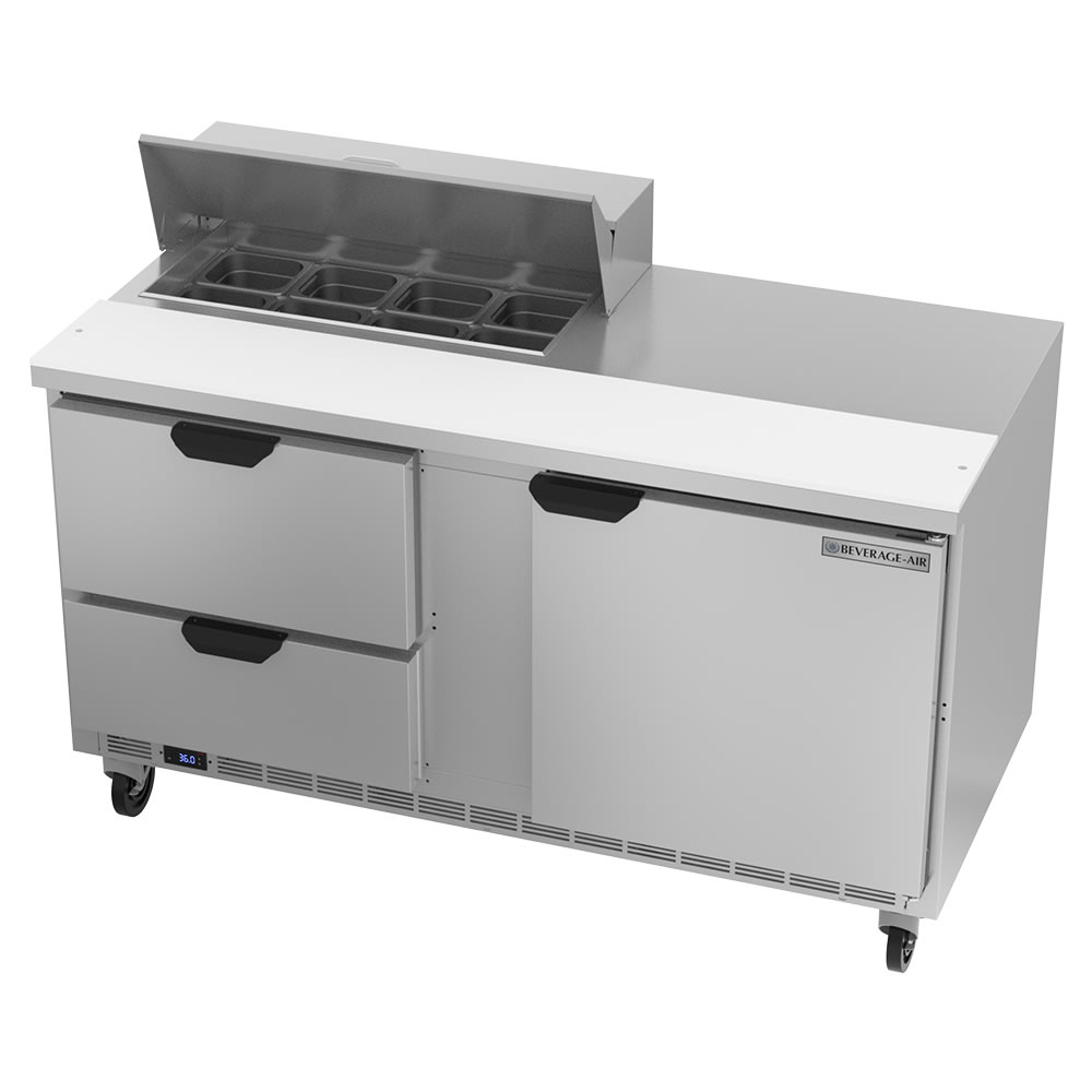 Beverage-Air SPED60HC-08-2 60" Hydrocarbon Series Sandwich/Salad Prep Table w/ Refrigerated Base, 115v