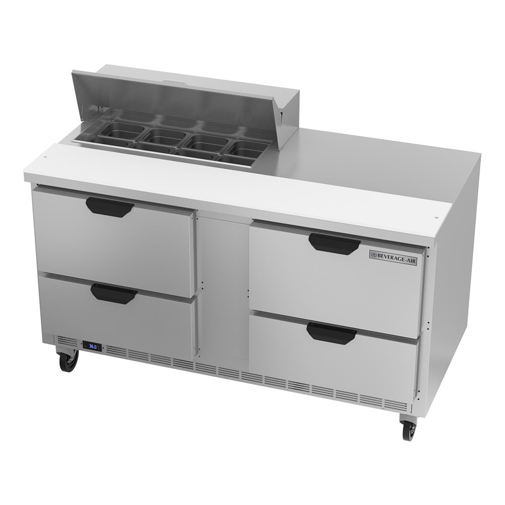 Beverage-Air SPED60HC-08-4 60" Hydrocarbon Series Sandwich/Salad Prep Table w/ Refrigerated Base, 115v