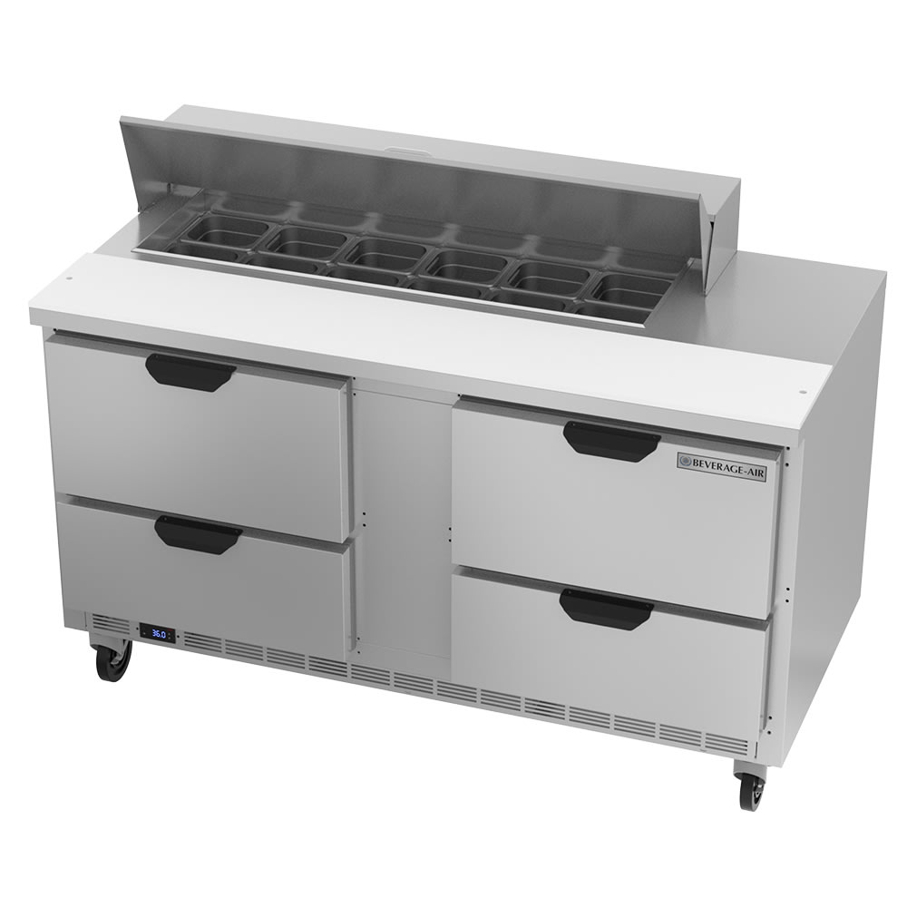 Beverage-Air SPED60HC-12-4 60" Hydrocarbon Series Sandwich/Salad Prep Table w/ Refrigerated Base, 115v