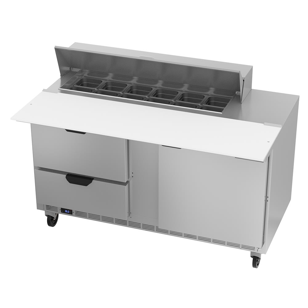 Beverage-Air SPED60HC-12C-2 60" Hydrocarbon Series Sandwich/Salad Prep Table w/ Refrigerated Base, 115v