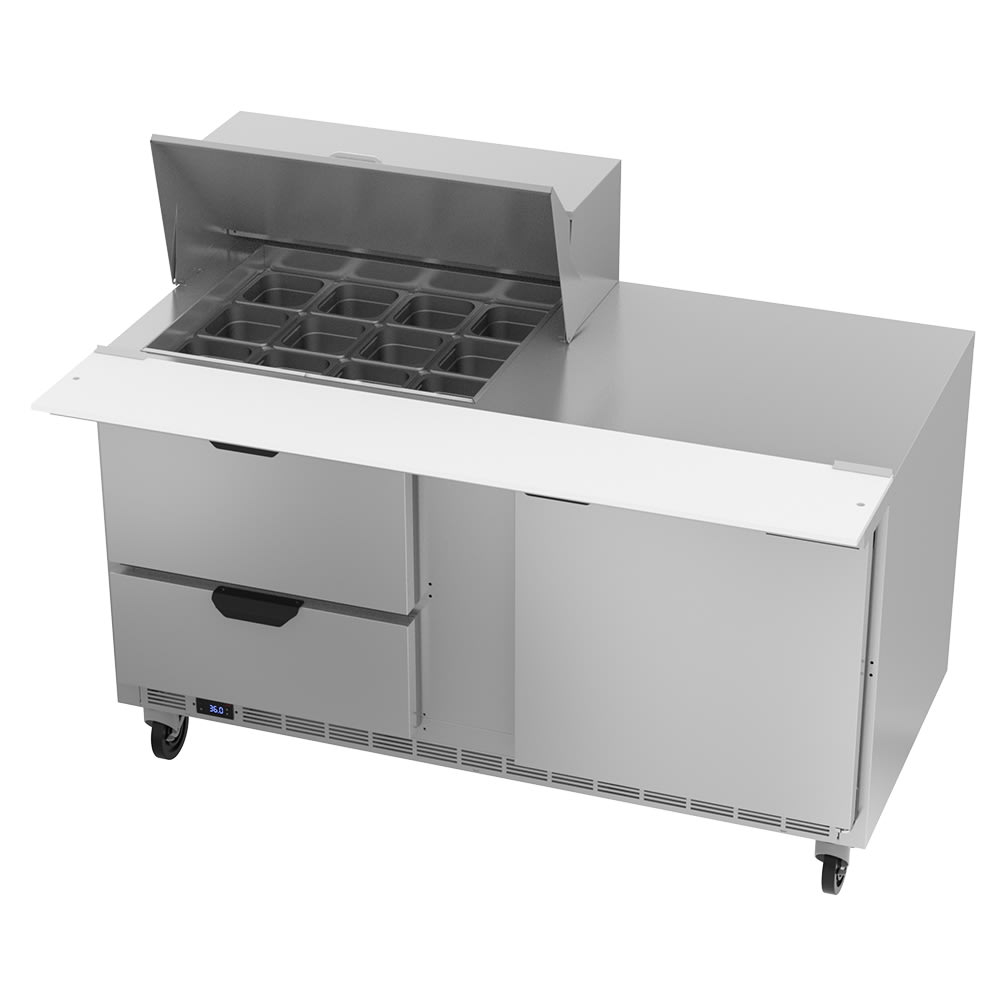 Beverage-Air SPED60HC-12M-2 60" Hydrocarbon Series Mega Top Sandwich/Salad Prep Table w/ Refrigerated Base, 115v