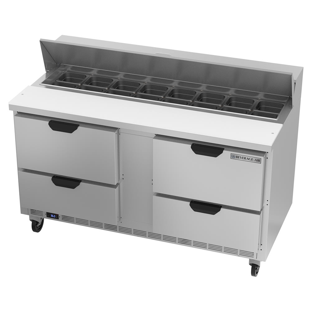 Beverage-Air SPED60HC-16-4 60" Hydrocarbon Series Sandwich/Salad Prep Table w/ Refrigerated Base, 115v