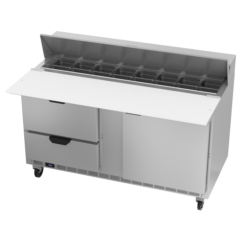 Beverage-Air SPED60HC-16C-2 60" Hydrocarbon Series Sandwich/Salad Prep Table w/ Refrigerated Base, 115v