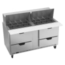 Beverage-Air SPED60HC-24M-4 60" Hydrocarbon Series Mega Top Sandwich/Salad Prep Table w/ Refrigerated Base, 115v thumbnail 3