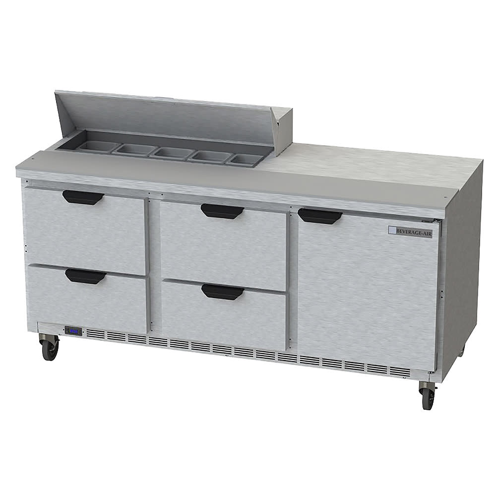 Beverage-Air SPED72HC-10-4 72" Hydrocarbon Series Sandwich/Salad Prep Table w/ Refrigerated Base, 115v