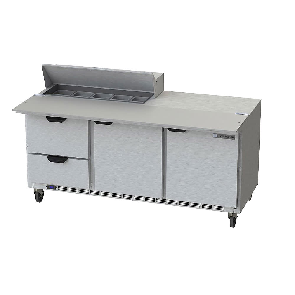 Beverage-Air SPED72HC-10C-2 72" Hydrocarbon Series Sandwich/Salad Prep Table w/ Refrigerated Base, 115v